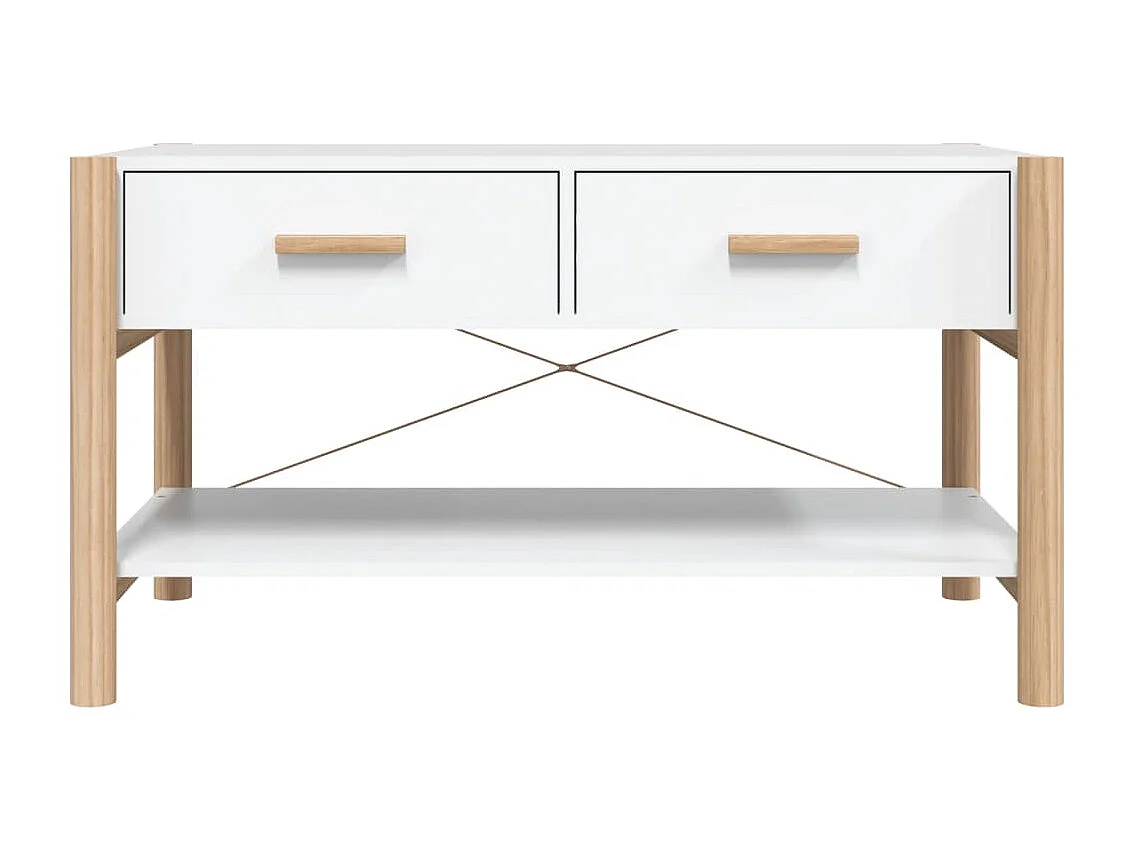 Table basse Blanc 82x48x45 cm Bois d'ingénierie