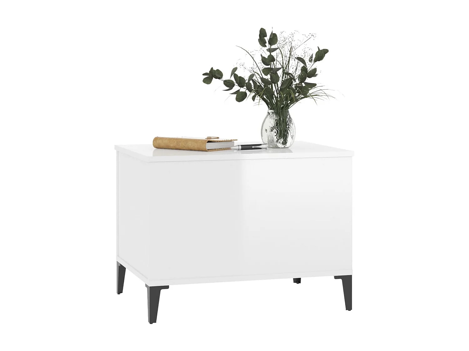 Table basse Blanc brillant 60x44,5x45 cm Bois d'ingénierie