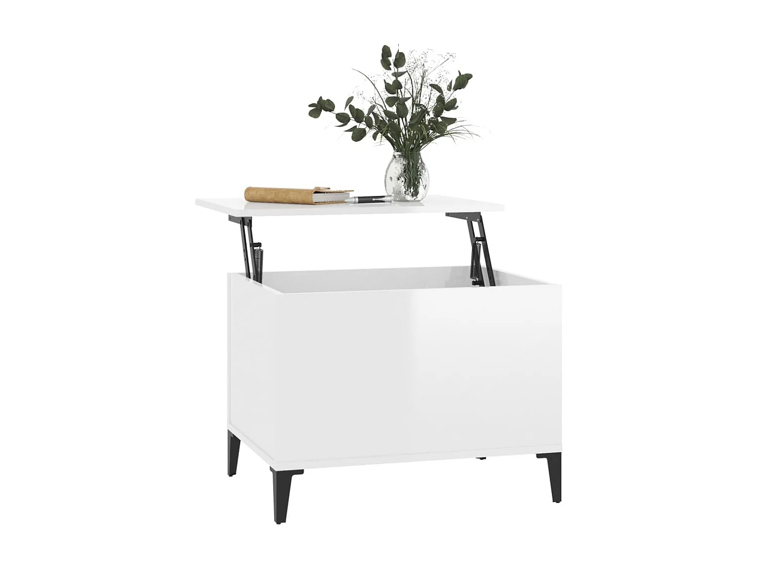 Table basse Blanc brillant 60x44,5x45 cm Bois d'ingénierie