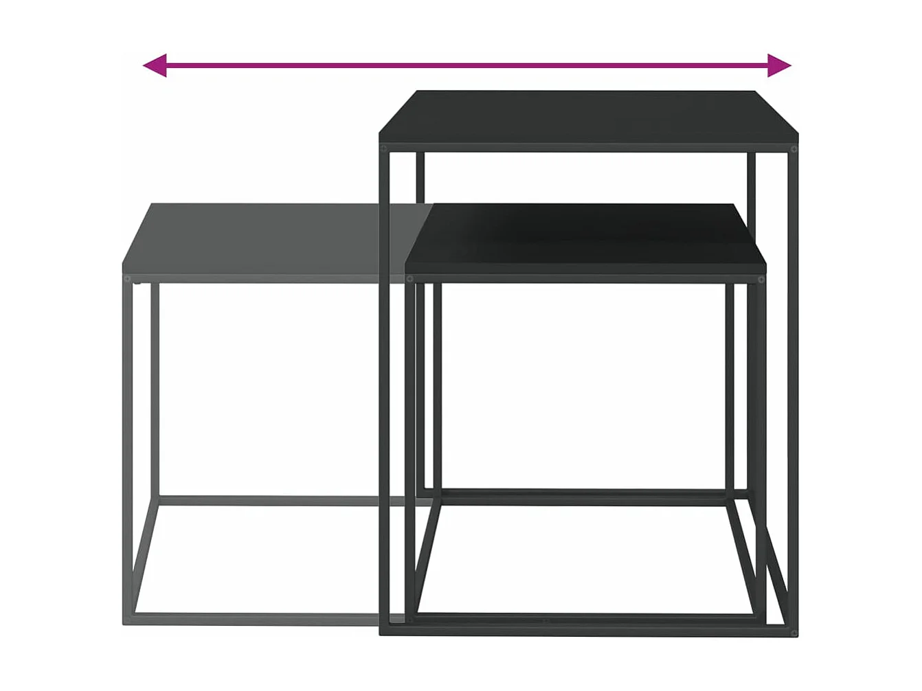 Couchtisch-Set 2-tlg. Holzwerkstoff und Metall