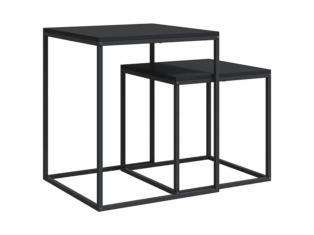 Ensemble de table basse 2 pcs bois d'ingénierie et métal