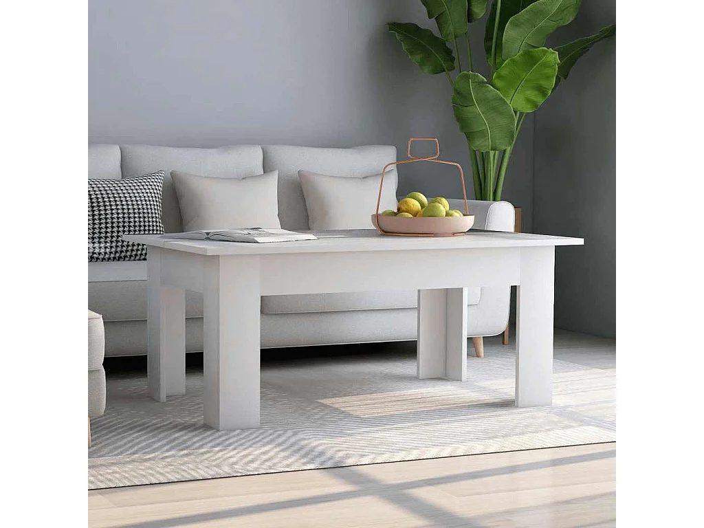 Mesa de centro madera contrachapada blanco 100x60x42 cm