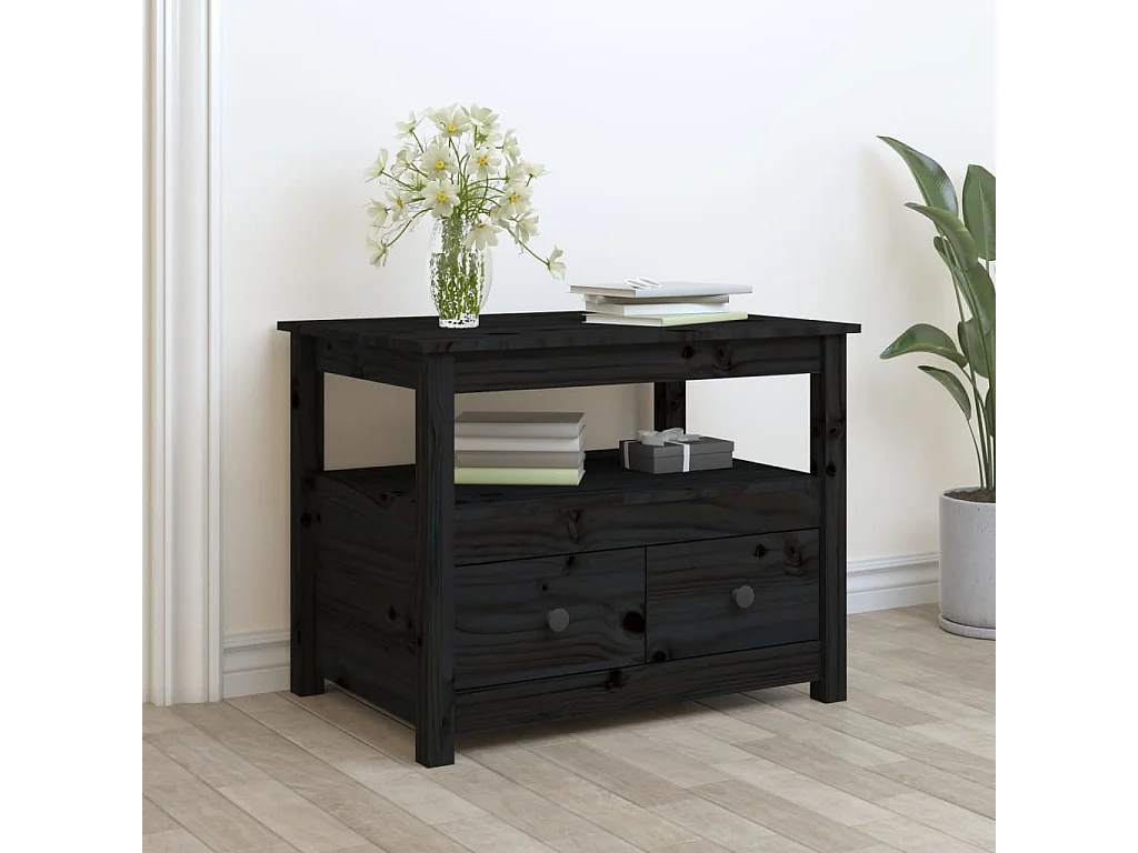 Salontafel 71x49x55 cm massief grenenhout zwart