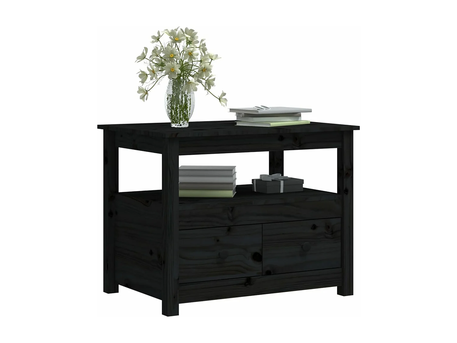 Salontafel 71x49x55 cm massief grenenhout zwart