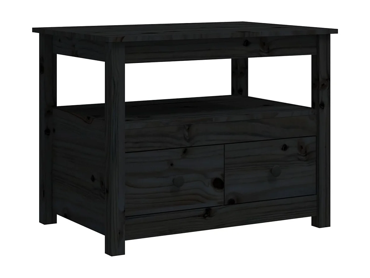 Table basse Noir 71x49x55 cm Bois massif de pin