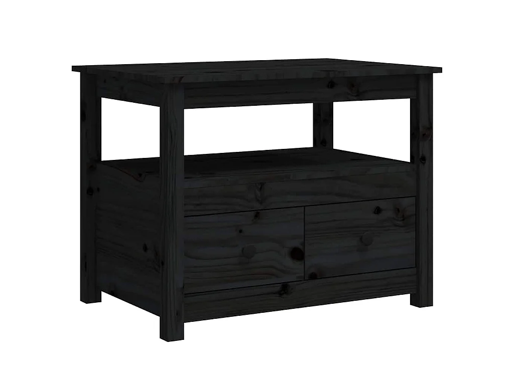 Mesa de centro de madera maciza de pino negro 71x49x55 cm