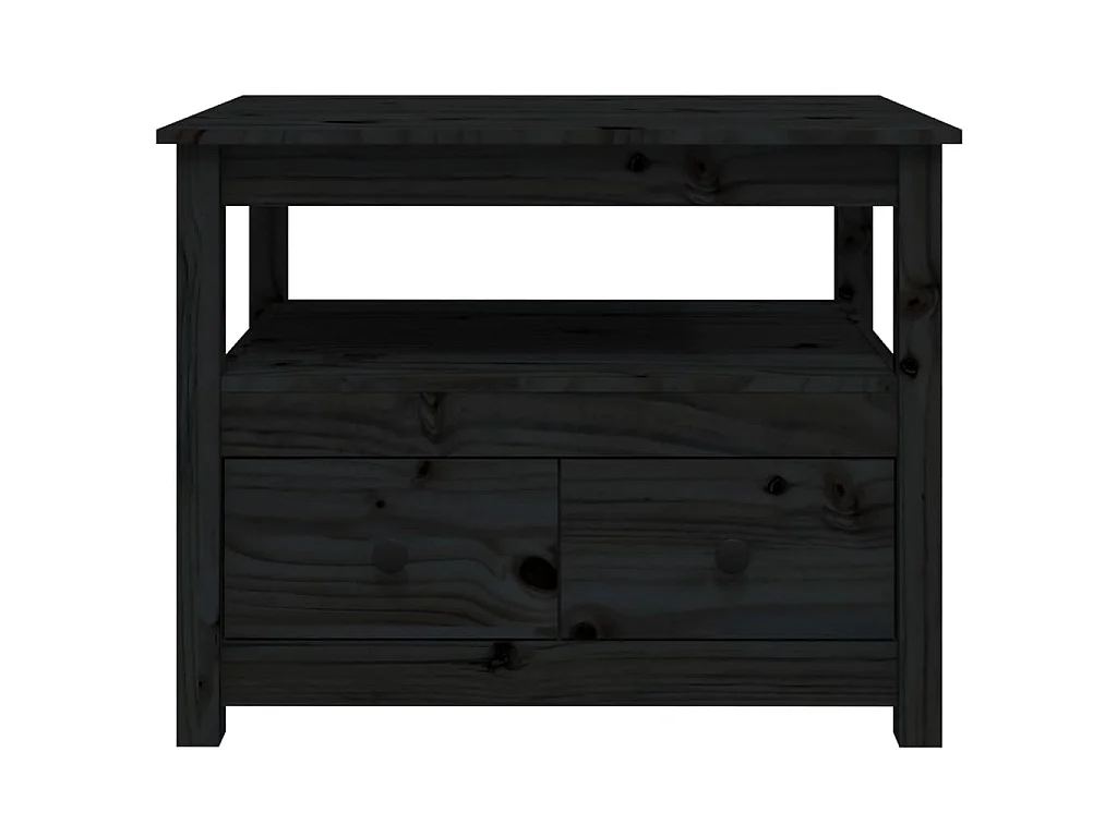 Mesa de centro de madera maciza de pino negro 71x49x55 cm