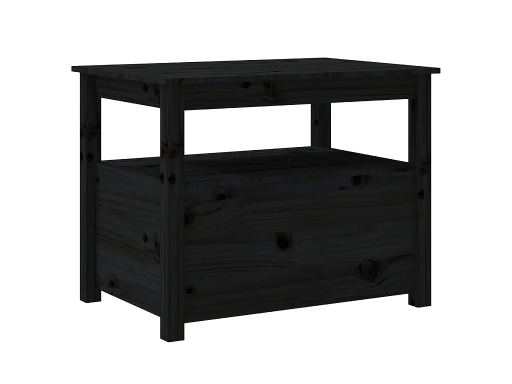 Mesa de centro de madera maciza de pino negro 71x49x55 cm
