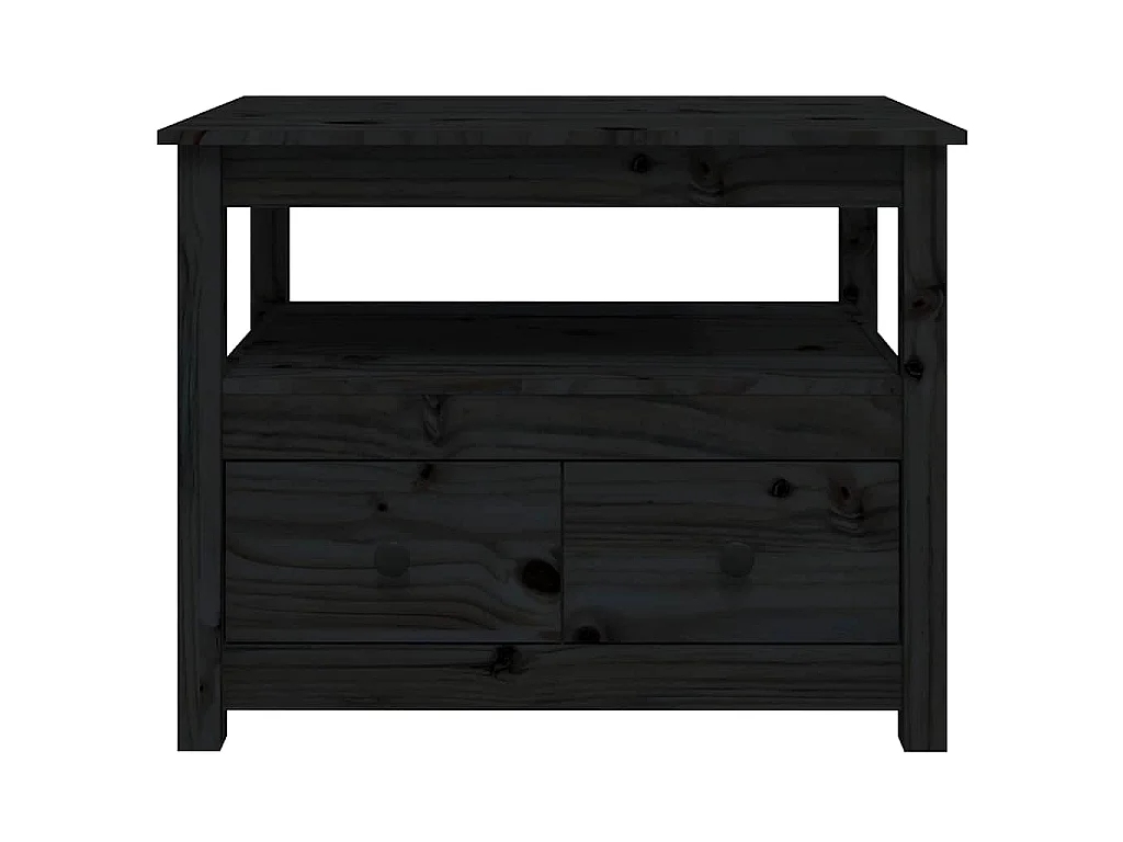 Mesa de centro de madera maciza de pino negro 71x49x55 cm