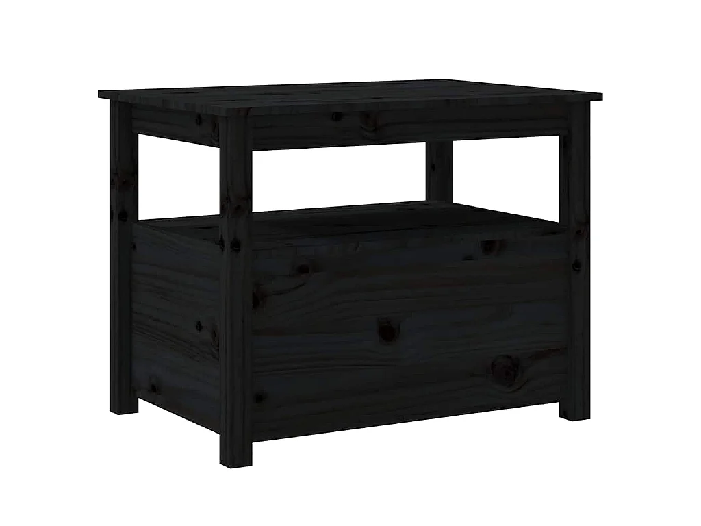 Mesa de centro de madera maciza de pino negro 71x49x55 cm