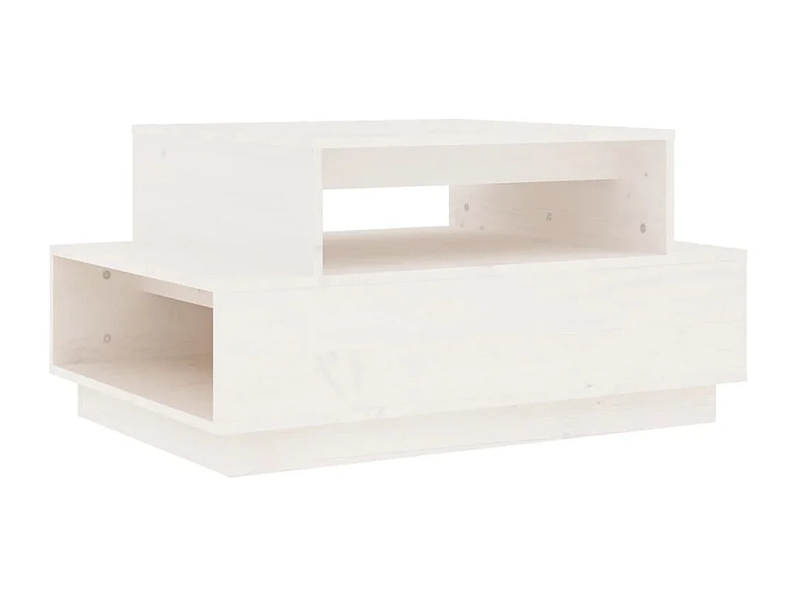Table basse Blanc 80x55x40,5 cm Bois massif de pin