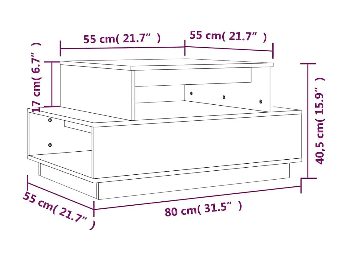 Table basse Blanc 80x55x40,5 cm Bois massif de pin