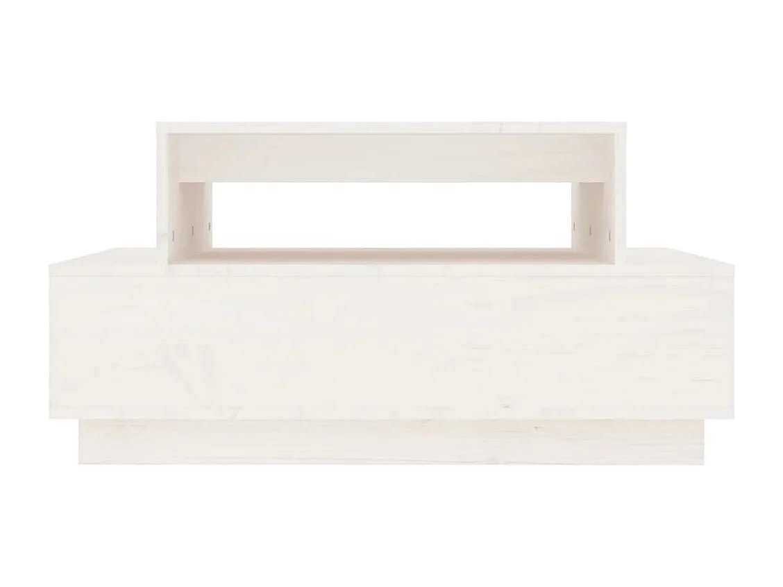 Table basse Blanc 80x55x40,5 cm Bois massif de pin