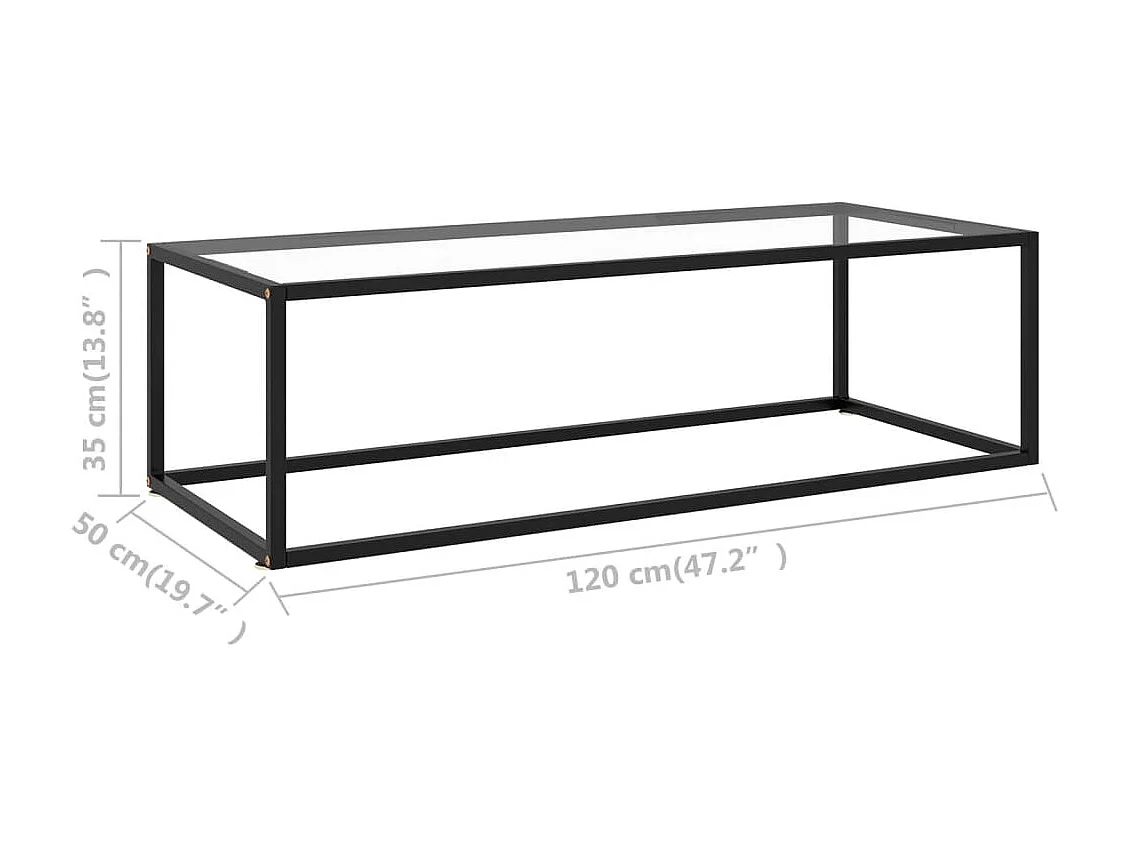 Salontafel met gehard glas 120x60x35 cm zwart