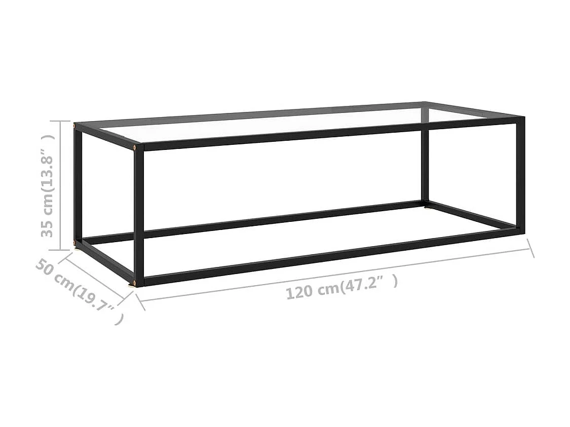 Salontafel met gehard glas 120x60x35 cm zwart
