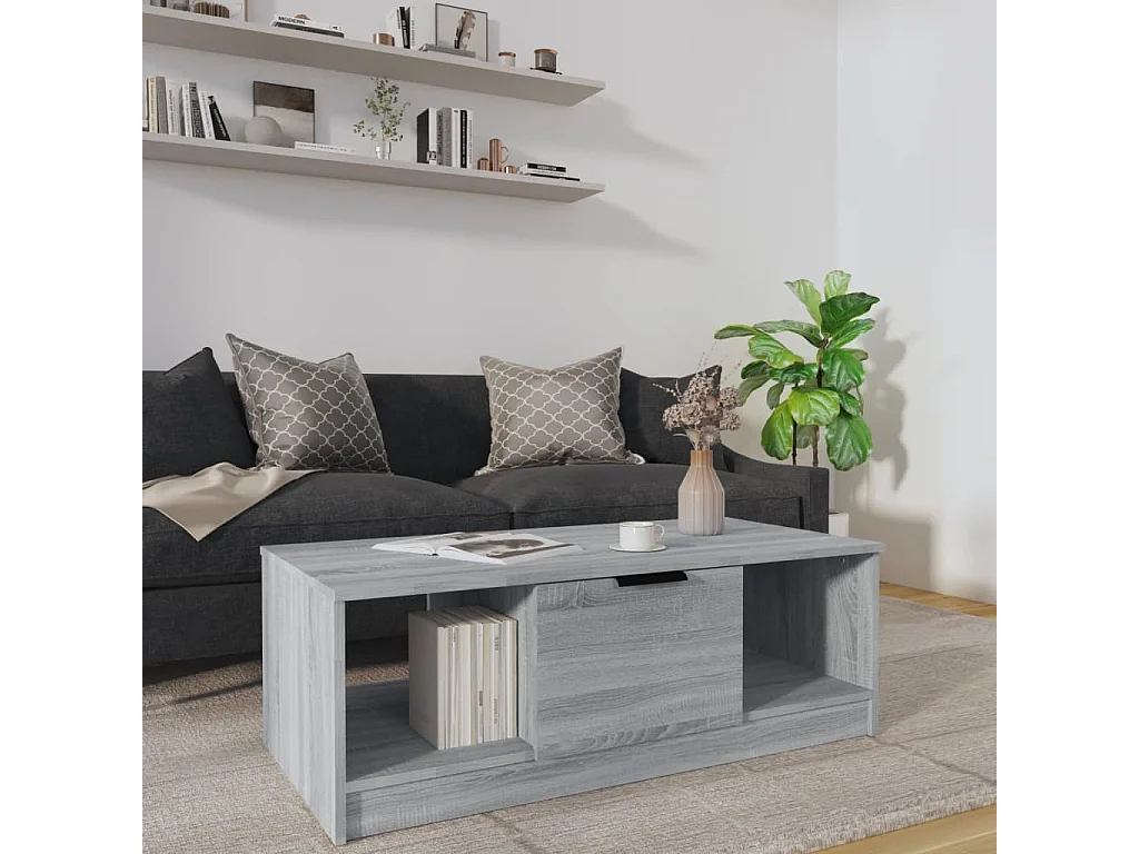 Table basse sonoma gris 102x50x36 cm bois d'ingénierie