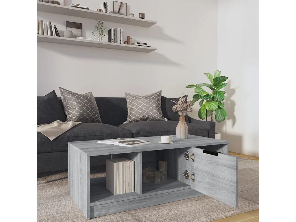 Table basse sonoma gris 102x50x36 cm bois d'ingénierie