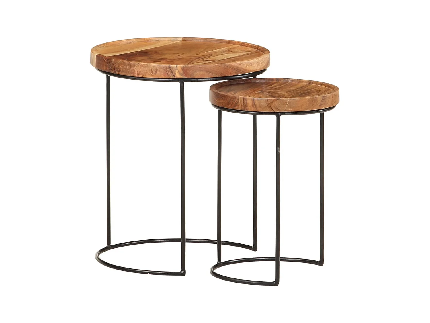 Ensemble de table basse 2 pcs bois d'acacia massif et acier
