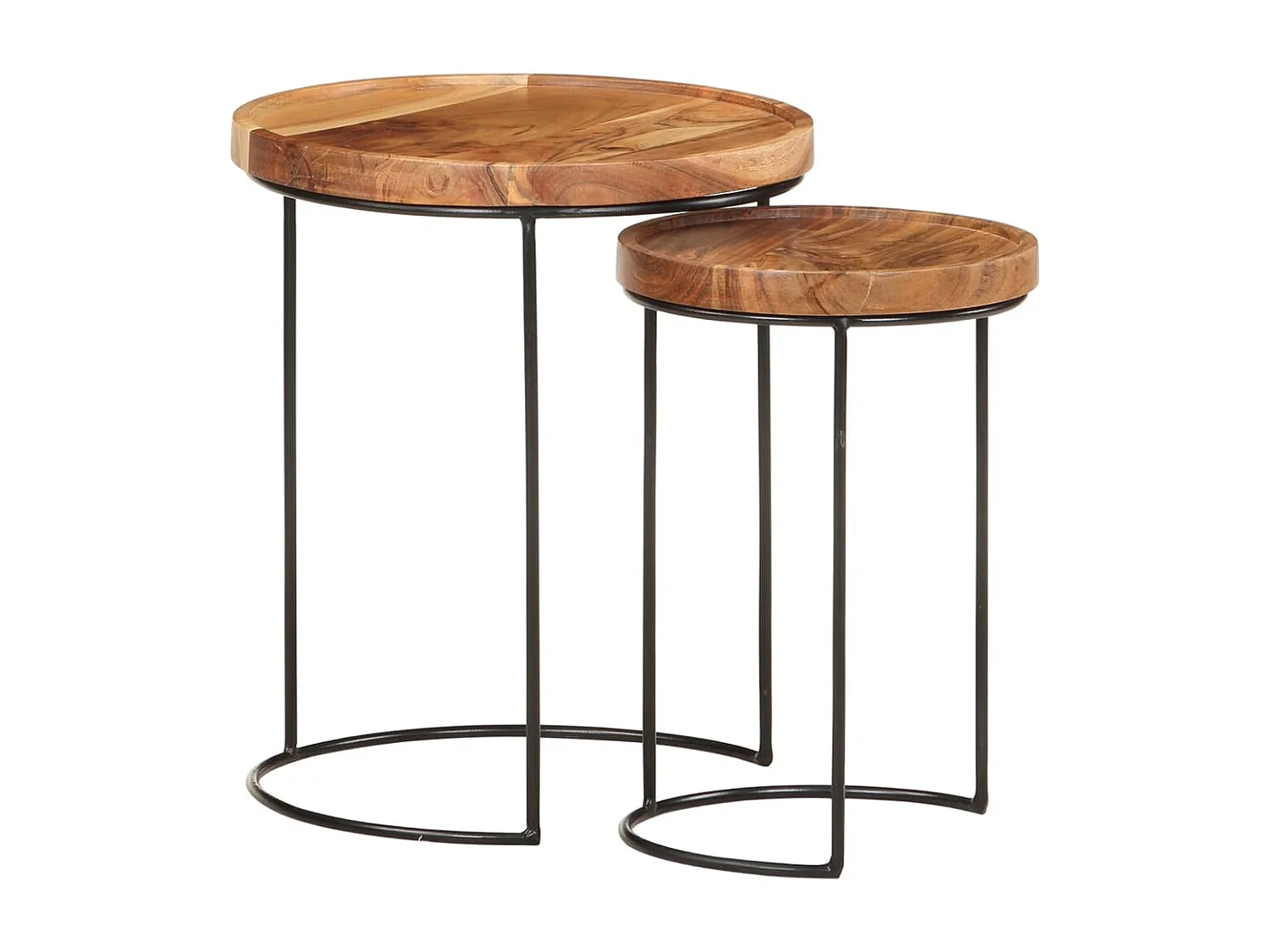 Ensemble de table basse 2 pcs bois d'acacia massif et acier