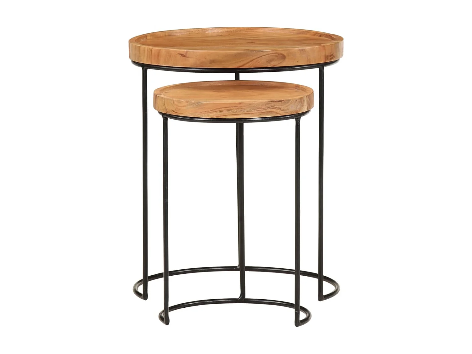 Ensemble de table basse 2 pcs bois d'acacia massif et acier