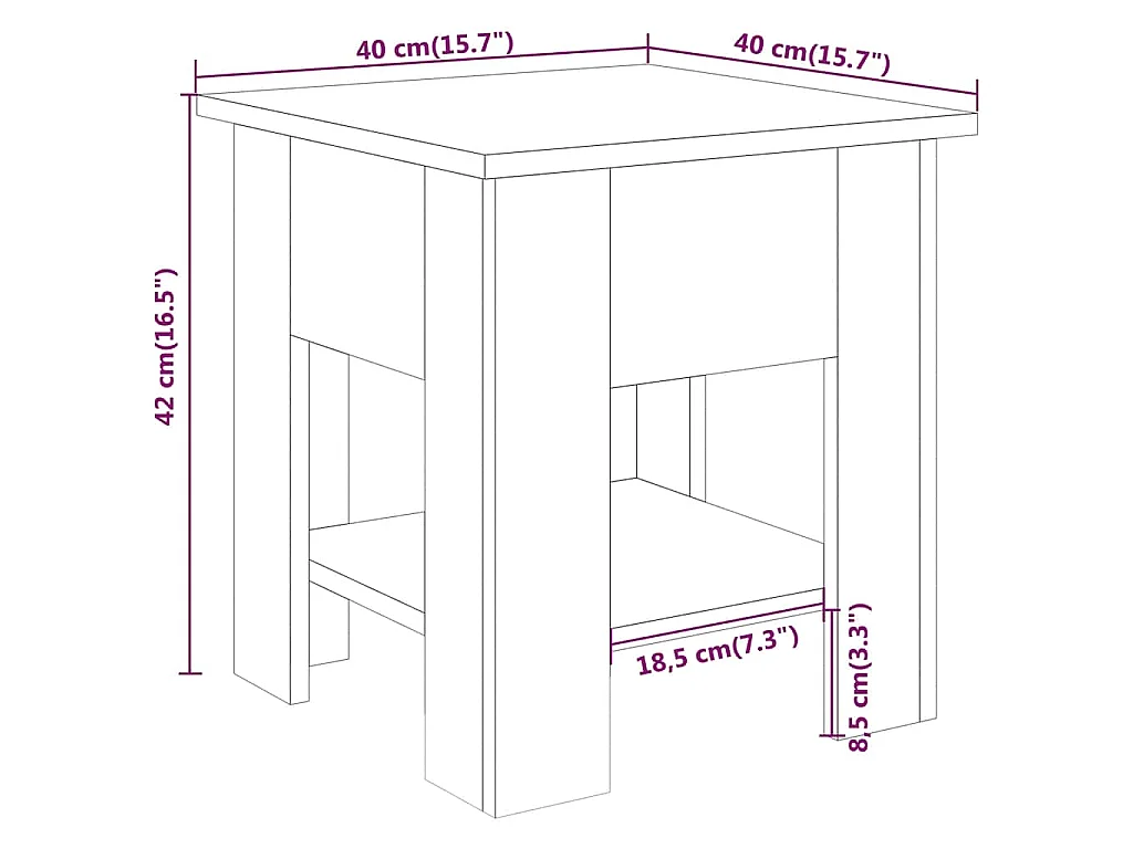Couchtisch Schwarz 40x40x42 cm Holzwerkstoff
