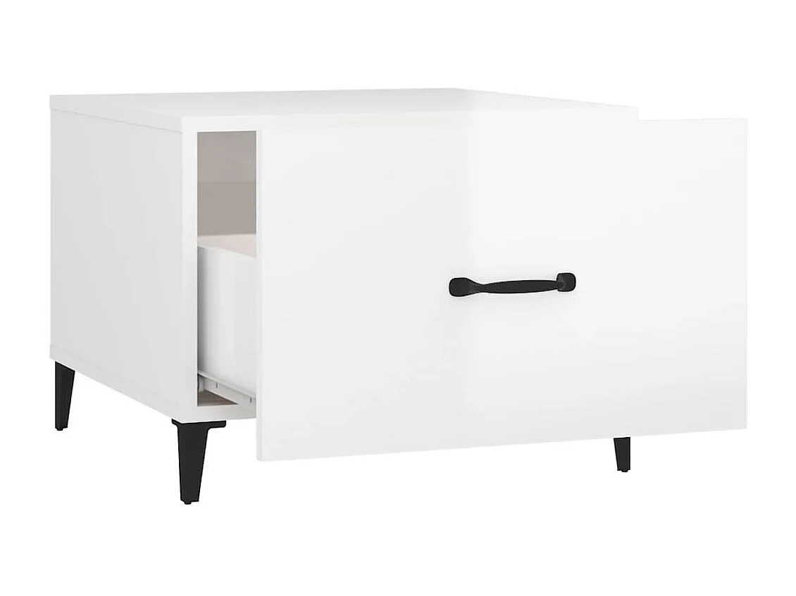 Mesa de centro con patas de metal blanco brillante 50x50x40 cm