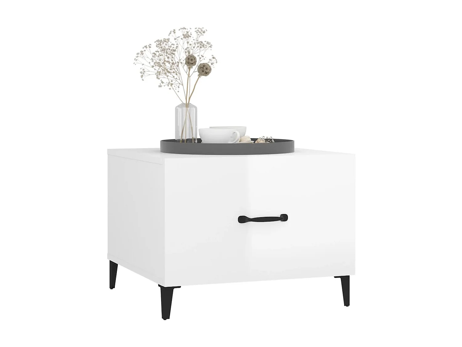 Table basse avec pieds en métal Blanc brillant 50x50x40 cm