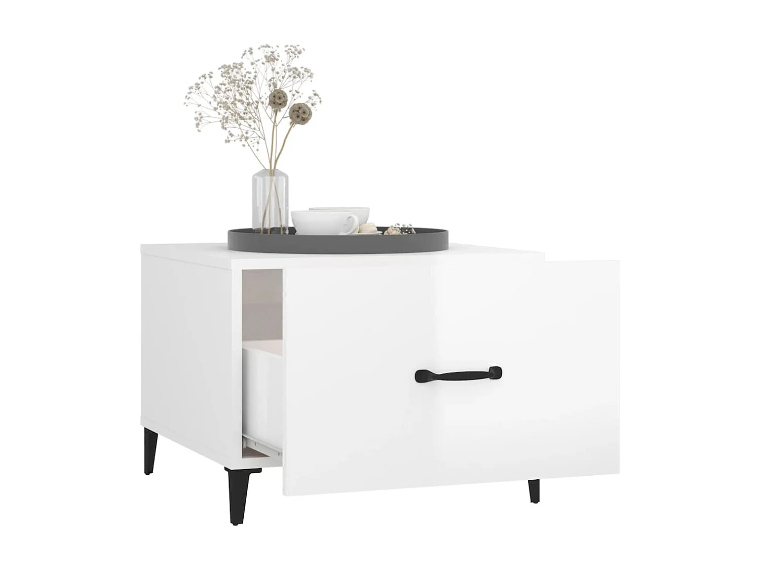 Table basse avec pieds en métal Blanc brillant 50x50x40 cm