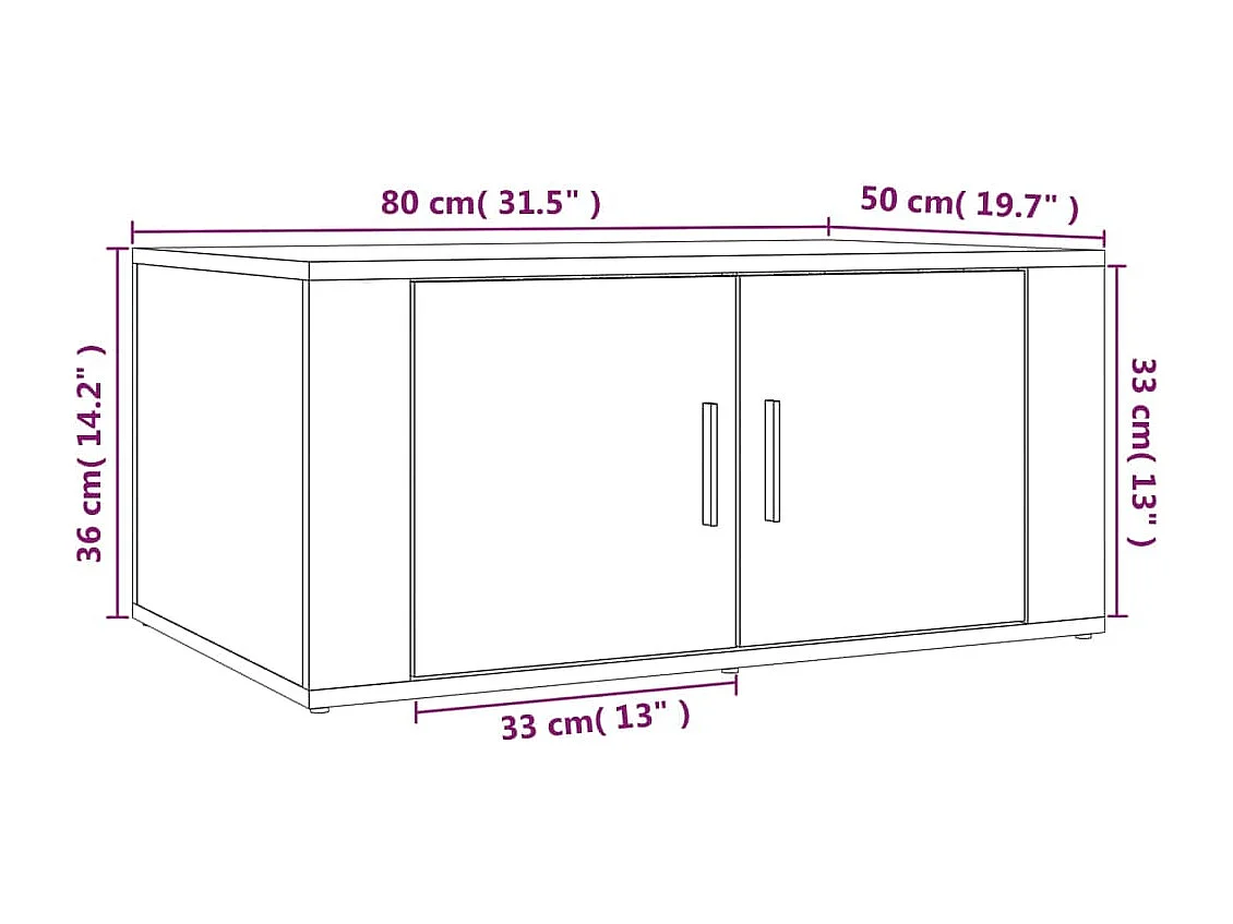 Table basse Chêne fumé 80x50x36 cm Bois d'ingénierie