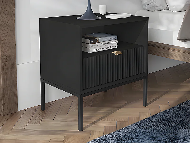 Lot de 2 tables de chevet 1 tiroir et 1 niche - Noir - LIOUBA de Pascal Morabito