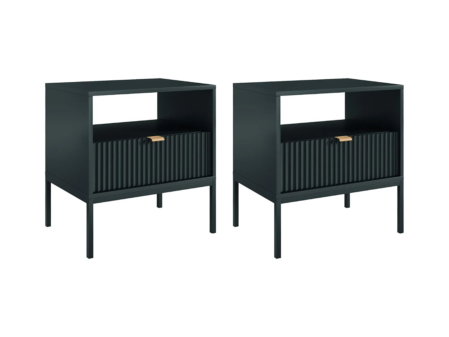 Set van 2 nachtkastjes met 1 lade en 1 nis - Zwart - LIOUBA van Pascal Morabito