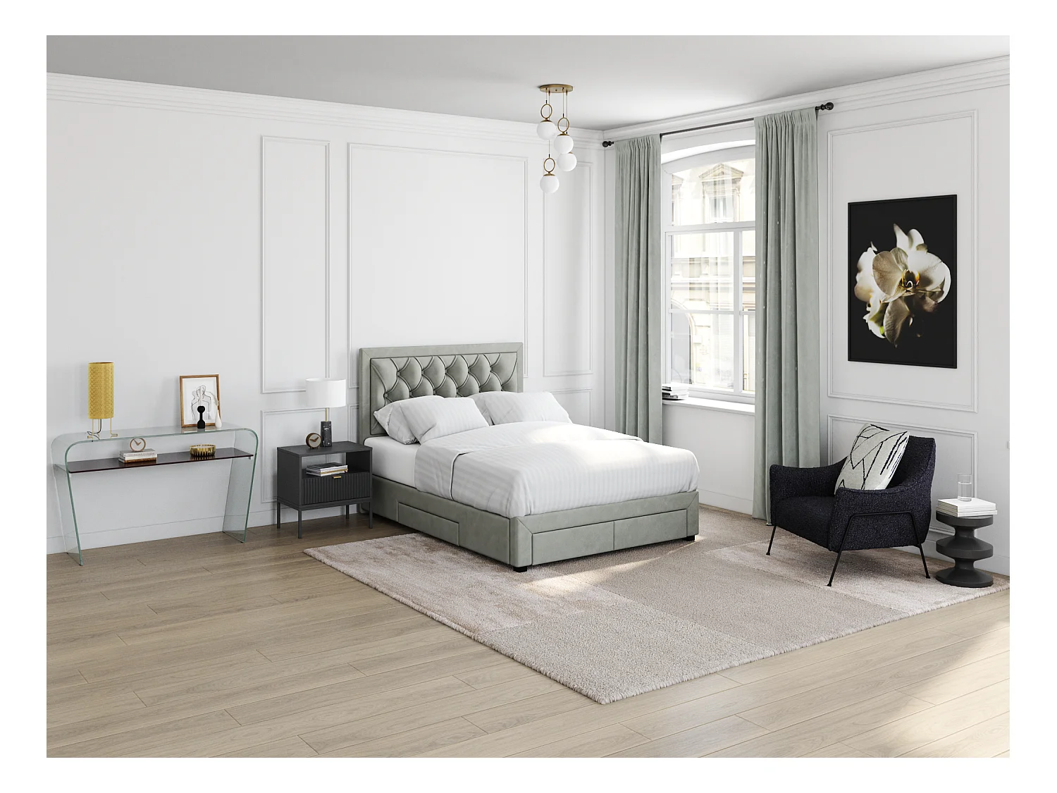 Set van 2 nachtkastjes met 1 lade en 1 nis - Zwart - LIOUBA van Pascal Morabito