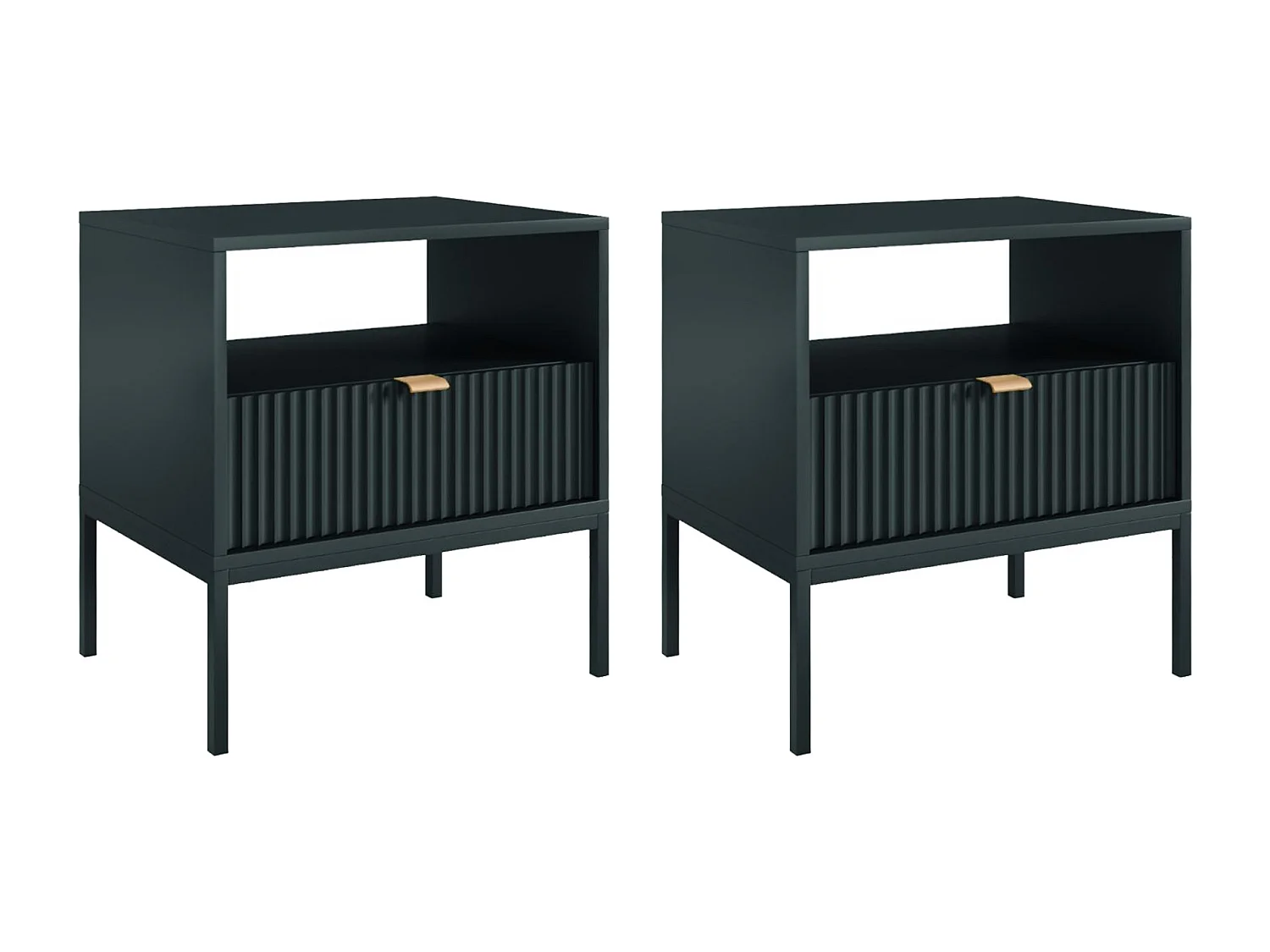 Lot de 2 tables de chevet 1 tiroir et 1 niche - Noir - LIOUBA de Pascal Morabito