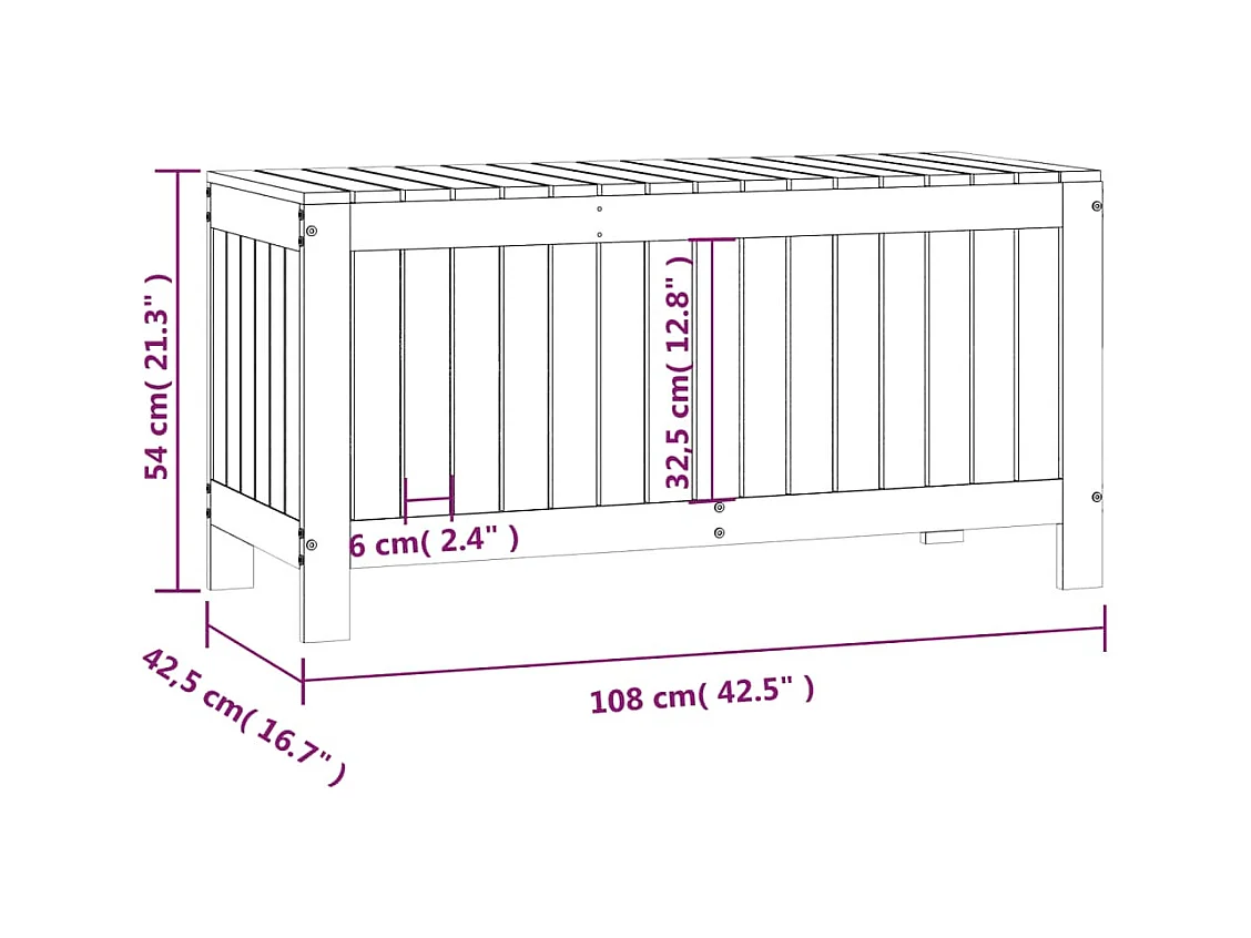 Boîte de rangement de jardin Marron miel 108x42,5x54cm Bois pin
