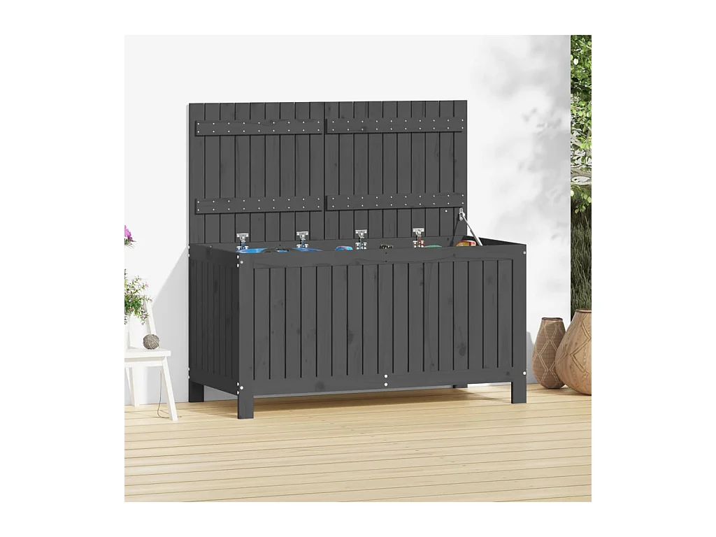 Boîte de rangement de jardin Gris 121x55x64 cm Bois de pin