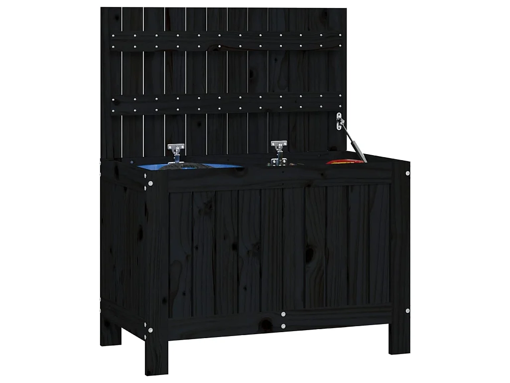 Caixa de arrumação jardim 76x42,5x54 cm pinho maciço preto