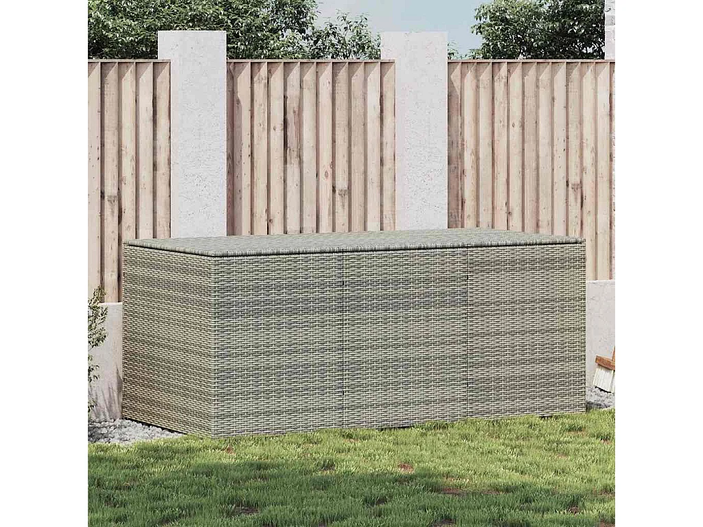 Boîte de rangement de jardin résine tressée 180x90x70 cm gris