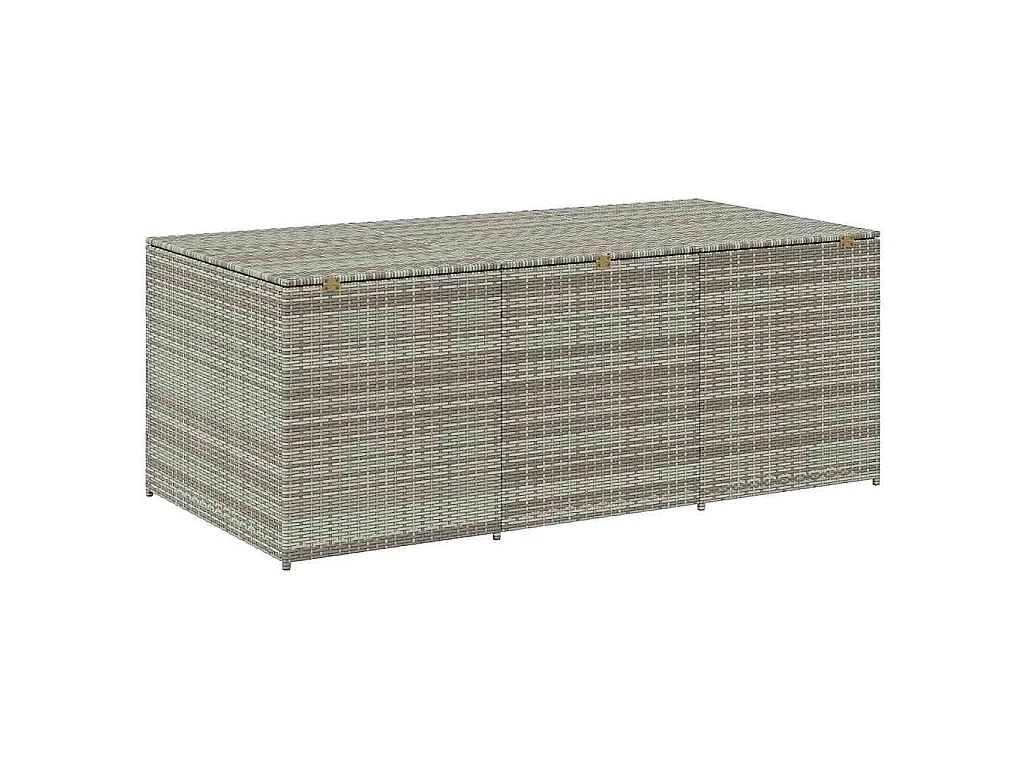 Boîte de rangement de jardin résine tressée 180x90x70 cm gris