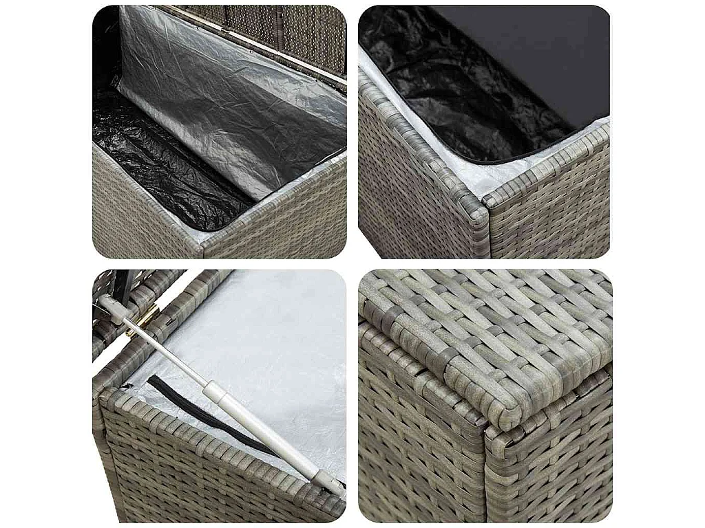 Boîte de rangement de jardin résine tressée 180x90x70 cm gris