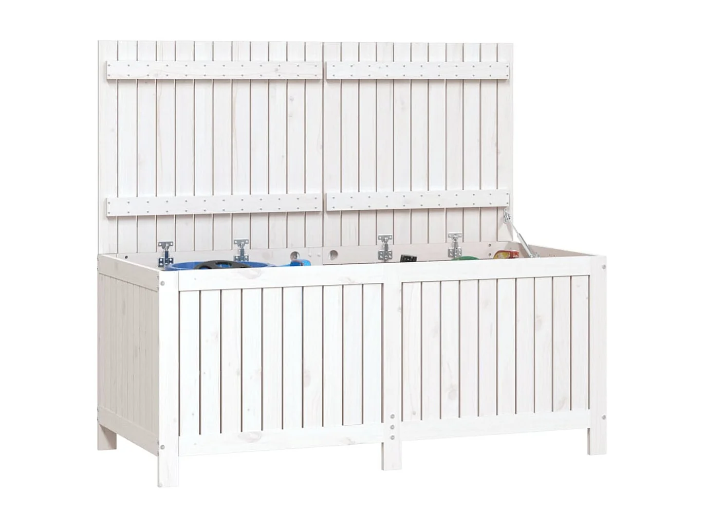 Contenitore da Giardino Bianco 147x68x64 cm Legno Massello Pino