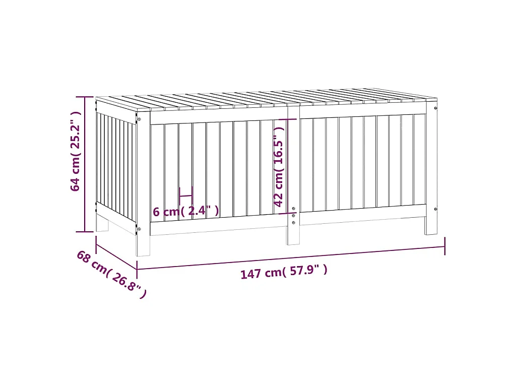 Contenitore da Giardino Bianco 147x68x64 cm Legno Massello Pino