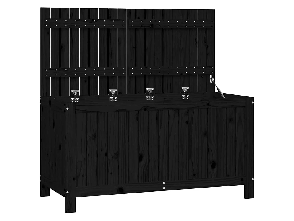Boîte de rangement de jardin Noir 121x55x64 cm Bois massif pin