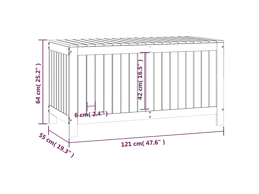 Boîte de rangement de jardin Noir 121x55x64 cm Bois massif pin