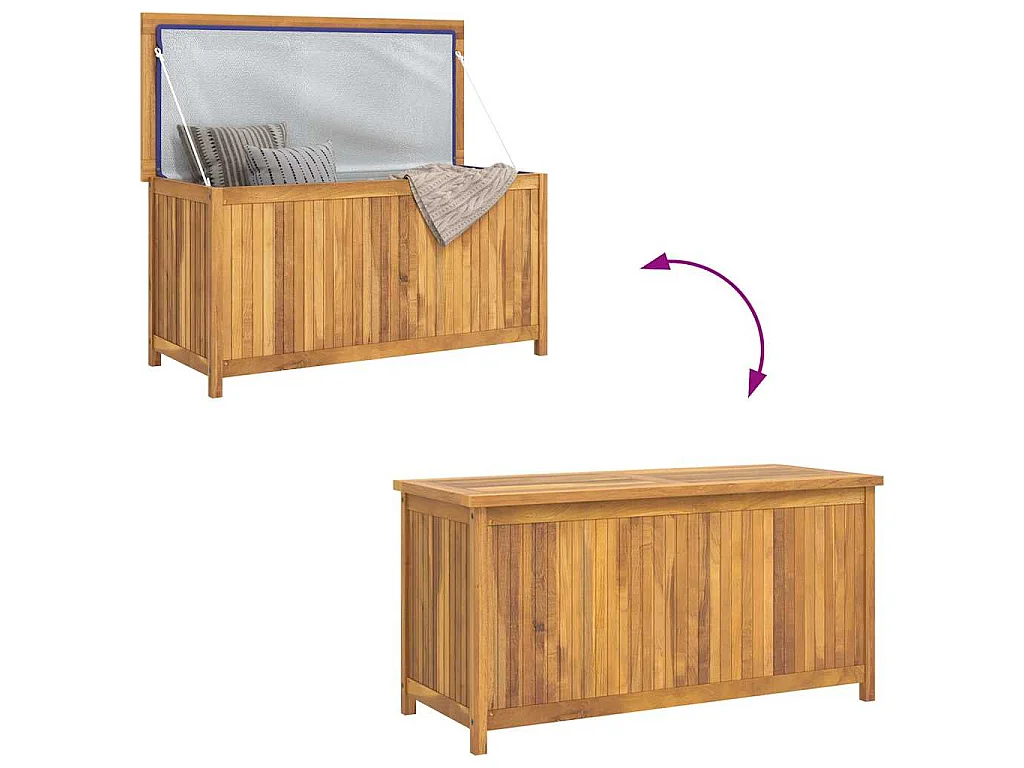 Cassa da Giardino 114x50x58 cm in Legno Massello di Teak