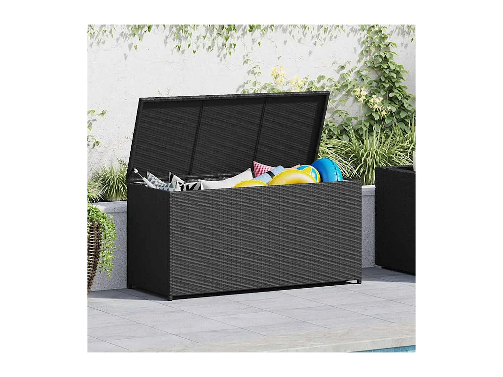 Boîte de rangement de jardin noir 120x50x60 cm résine tressée