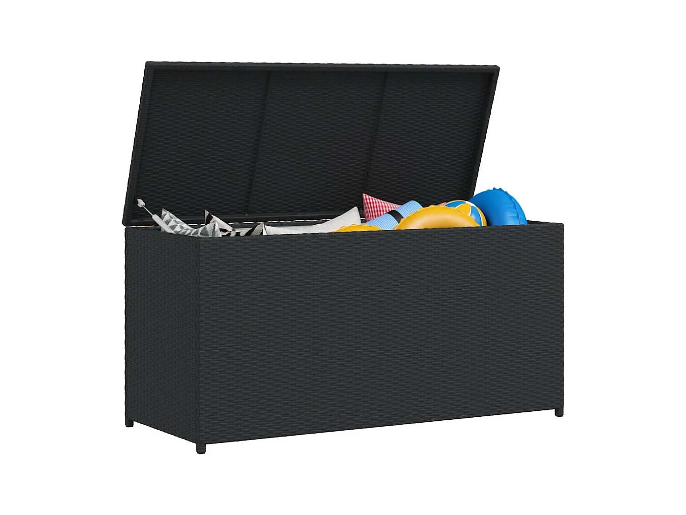 Boîte de rangement de jardin noir 120x50x60 cm résine tressée