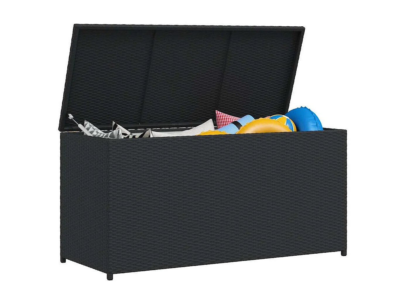 Boîte de rangement de jardin noir 120x50x60 cm résine tressée