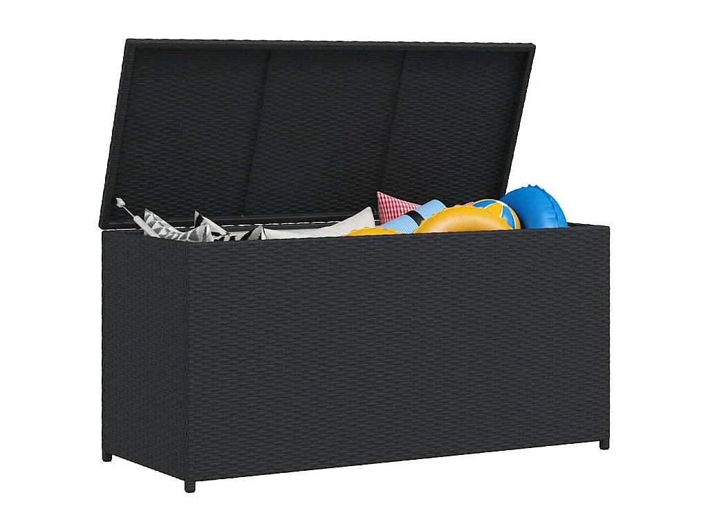 Boîte de rangement de jardin noir 120x50x60 cm résine tressée