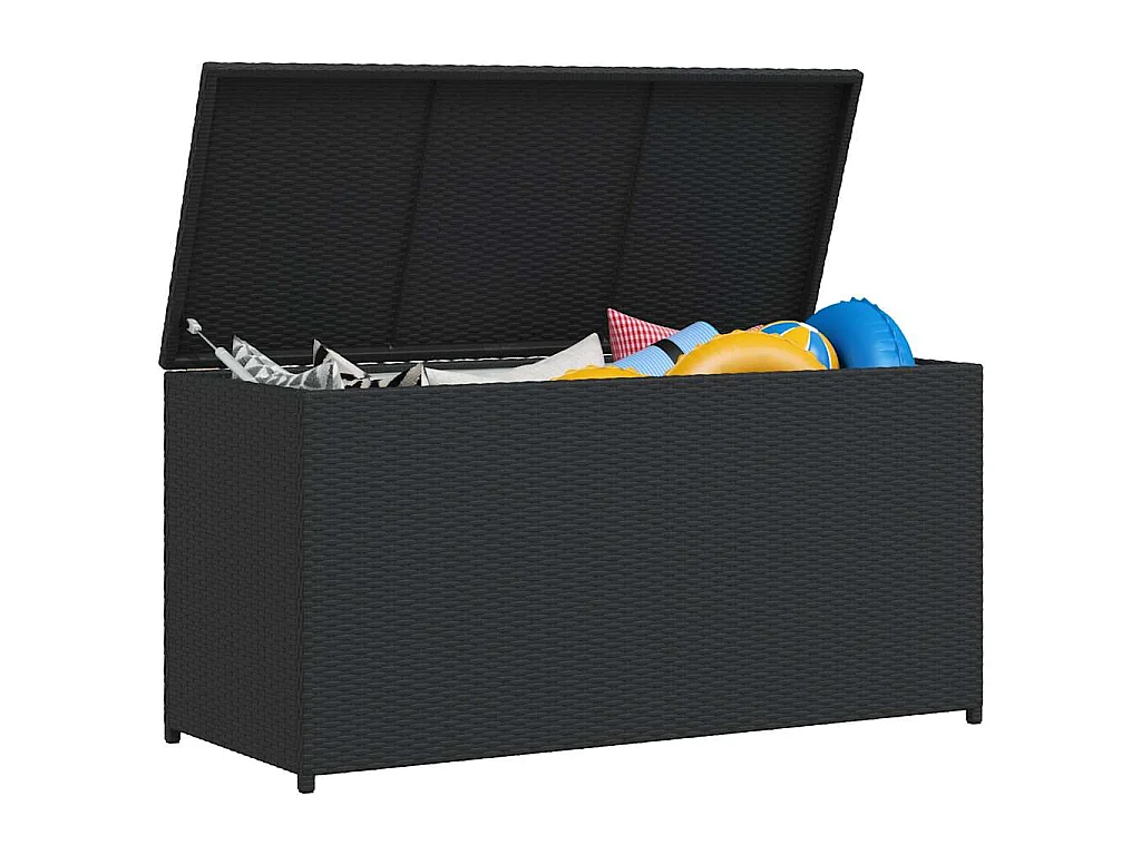 Baule da Giardino Nero 120x50x60 cm in Polyrattan