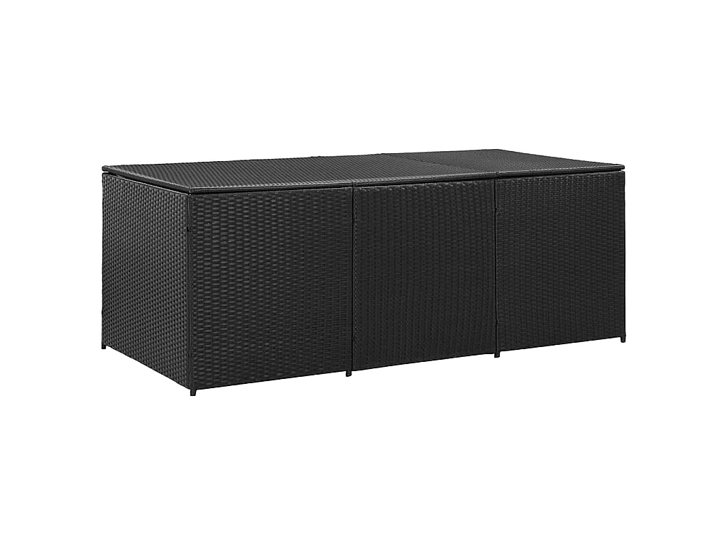 Boîte de rangement de jardin Résine tressée 180x90x70 cm Noir